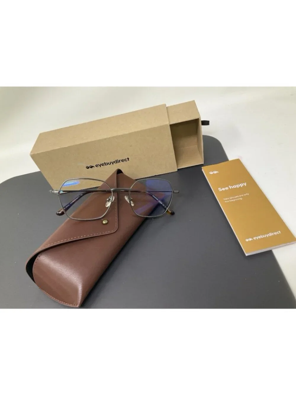 Eyebuydirect Kingston Eyeglasses Titanium Frame Gunmetal Geometric Eyeglasses 53